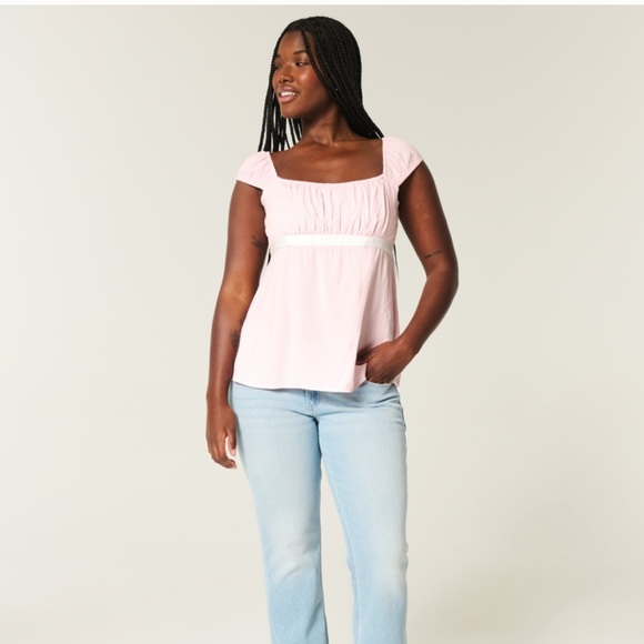 Hollister Easy Satin Tie Babydoll Top - Picture 3 of 8